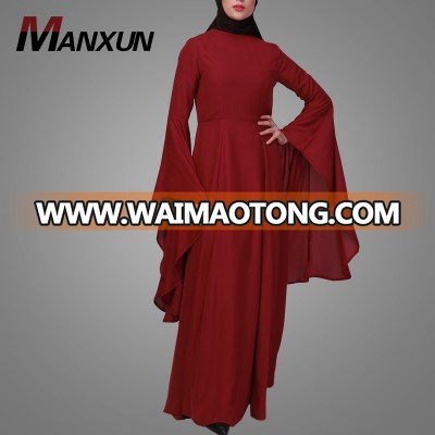 Stylish Good Quality Trumpet Sleeves Paprika Red Abaya Maxi Dress Kimono in Dubai Islamic Clothing