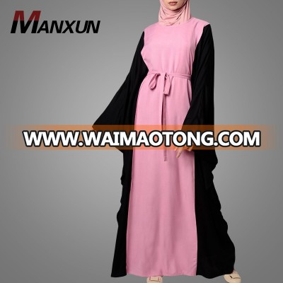 Stylish Women Elegant Block Rayon Tie Kaftan Long Sleeves Pakistan Burqa Muslim Kaftan Kimono Islamic Clothing