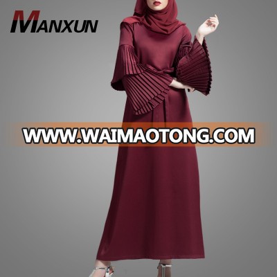 New Arrival Modern Long Sleeve Turkish Kaftan Dress Ethnic Style Pleated Cuff Muslim Women Clothing Elegant Abaya In Dubai