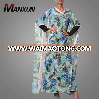 Nice Quality Muslim Elegant Printed Kaftan Abaya Dress Pakistan Maxi Jabaya Islamic Clothing