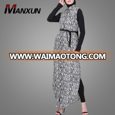 Dubai Black Haze Printed Abaya Dress Long Sleeves Muslim Prayer Clothes Islamic Clothing